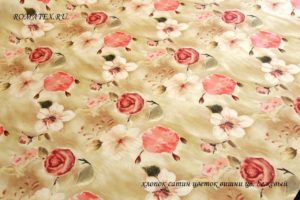 Ткань для покрывала Сатин Цветок вишни