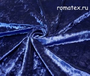 Ткань мраморный Бархат Крэш синий однотонный
